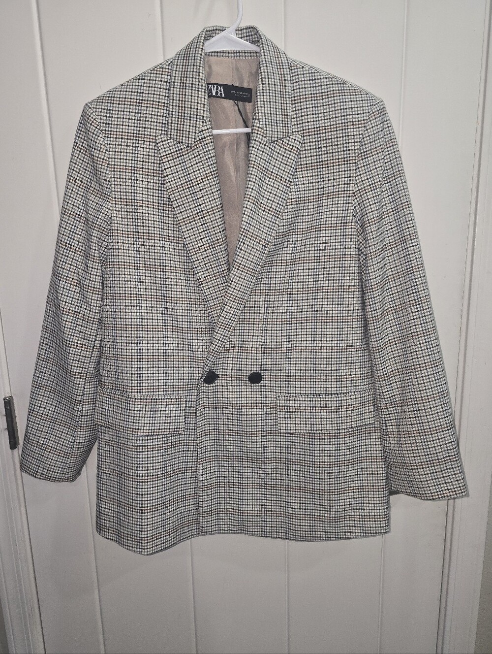 NWOT Zara Checked Double-Breasted Blazer Size: XS